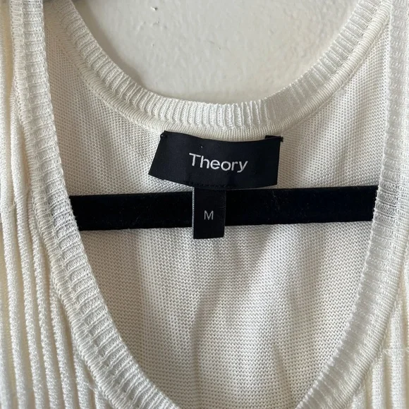 Theory Ottoman Day Dress White Size Medium Ribbed Tank Swing Dress Stitchy knit - Picture 6 of 11